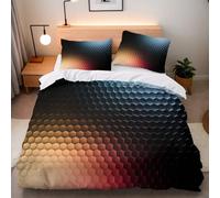 Housses de Couette Noir Dégradé 140x200 cm 2 Taie d'oreiller 50x75 cm Géométrie Moderne Parure de Lit 3D Imprimé Microfibre Fermeture éclair Sangles d'angle Fixes Convient à Toutes les Saisons