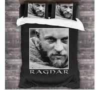 Housses De Couettes Set De Literie Ragnar Lothbrok 3 Pièces, Microfibre Respirant Respirant Super Doux 140x200cm[4433]