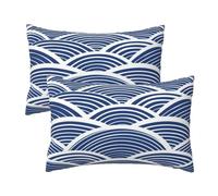 Housses de Coussin 30x50 cm Housse Coussin Bleu Lot de 2, Rayures Coussin Canape Rectangulaire Coussin Decoratif Taies D'Oreillers Coussin Canapé Housses Coussin pour Maison Jardin Decoration 12x20 In