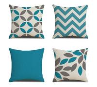 Housses de Coussin 35x35 cm Lot de 4 Housse Coussin Vert Housse Coussin Canapé Simple Coussin Extérieur Lin Coussin Canapé Carré Decoratif pour Chambre Canapé Chaise Lit Jardin Extérieur Décoration