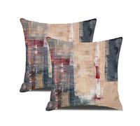 Housses de coussin 40 x 40 cm Lot de 2 housses de coussin d'art abstrait, Brow Red Dark Grey Contemporary Gallery Home Housse de coussin décorative pour chambre à coucher, canapé, salon 16 x 16 pouces