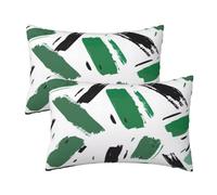Housses de Coussin 40x60 cm Housses de Coussin Vert Lot de 2,Rayures Coussin Canapé,Housse Coussin D'oreillers à Fermeture éclair Cachée,Doux Rectangulaire Coussins Décoratifs,Deco Chambre 16x24 Inch