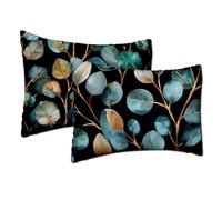Housses de Coussin 40x65 cm Émeraude Coussin Canape Feuille Coussins Décoratifs Rectangulaire Lot de 2 Peluche Courte et Douce Décoratifs Taie Oreiller pour Chambre Chaise Lit Decoration Maison h-1361