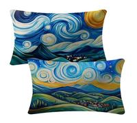 Housses de Coussin 40x70 cm Lot de 2 Housses Coussin Bleu Protege Oreiller Velour Double Face Impression Petit Cushion Covers pour Décoration Automne Canapé Lit Salon Balcon, Ciel étoilé 2m-860