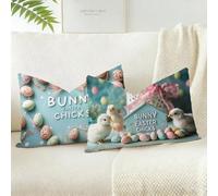 Housses de Coussin 40x80 Lot de 2 Lapin, Taie d'oreiller Décoratives à Motif œuf de Pâques, Coussin Exterieur Impermeable Velours Taie Oreiller, pour Canapé, Chambre, Fête, Décoration Printemps D-8051