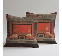 Housses de Coussin 45×45 cm Lot de 2 en Lin Doux,Taie D'oreiller Décorative Canapé, Salon, Chambre,Coussin Exterieur Impermeable avec Fermeture Éclair Invisible Cadeau Femme, Minimaliste Jaune C0F-359