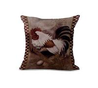 Housses de coussin 45,7 x 45,7 cm, Gris, Style café rétro avec coq à la ferme, en lin et coton pour canapé, à la maison, magasin, Bar, Club, voiture, Décor MY-A1088-01