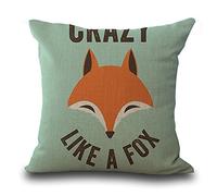 Housses de Coussin （45 cmx45 cm/18 x 18 Animal Série Enfants Dessin animé Peint à la Main Renard Motif Mignon Renard Gris Beige Coton Coussin en Lin pour canapé My-a1061-01