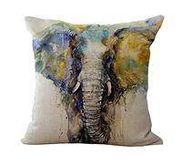 Housses de coussin （45 cmx45 cm/18 x 18 d'encre Peinture Série éléphants Gris beige Couleur Elephant Coton coussin en lin pour canapé My-a1051-01