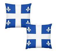 Housses De Coussin 45 X 45 Cm Lot De 2 Motif Drapeau National du Québec Taies d'oreiller Carrées pour Canapé Chaise Chambre Bureau Voiture