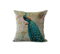 Housses de coussin 45 x 45 cm motif paon, style rétro, gris beige, en coton et lin, pour canapé, magasin, bar, club, voiture, panier de chat et de chien, décoration de lit, MY-A1090-01
