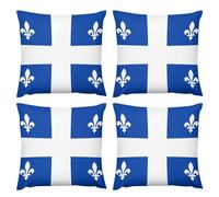Housses De Coussin 45 X 45 Cm Style Drapeau National Lot De 4 Taies d'oreiller Carrées Imprimées Drapeau du Québec pour Canapé Chaise Chambre Bureau Voiture