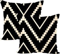 Housses de coussin 45cm X 45cm, Lot de 2, Géométrique Décoratif Boho, Beige Taie d'oreiller en lin Pour Canapé, Chambre, Maison, Terrasse, Carré, Taie d'oreiller à jeter, 12#
