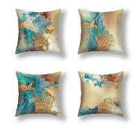 Housses de Coussin 45x45 cm Lot de 4 Housse Coussin bleu Housse Coussin Canapé simple Coussin Extérieur Lin Coussin Canapé Carré Decoratif pour Chambre Canapé Chaise Lit Jardin Extérieur Décoration