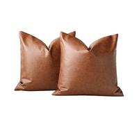 Housses de Coussin 50x50cm Lot de 2,Housse de Coussin en Cuir Artificiel D'accent de 20x20Pouces,housses de coussin de chambre à coucher de style campagnard moderne pour salon canapé chambre à coucher