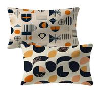 Housses de Coussin 50x80 cm Lot de 2 Housses Coussin Beige Protege Oreiller Velour Double Face Impression Gros Cushion Covers pour Décoration Automne Canapé Lit Salon Balcon, Géométrique 2m-170