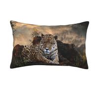 Housses de coussin 60 x 40 cm, motif léopard africain, impression double face, housse de coussin avec fermeture éclair invisible, taie d'oreiller décorative pour canapé