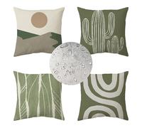 Housses de Coussin 60x60cm Lot de 4 Coussin Exterieur Impermeable Vert Double Face Lin Taie Oreiller Housse Coussin Nordique Coussin Canape pour Jardin Canapé Decoration Chambre Coussins PJ-7688