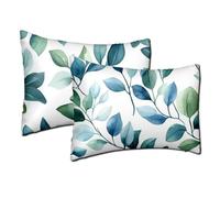 Housses de Coussin 60x80 cm Vert Coussin Canape Feuille Coussins Rectangulaire Lot de 2 Canapé Peluche Courte et Douce Décoratifs Taie Oreiller pour Chambre Chaise Lit Decoration Maison Cadeau h-1345