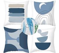 Housses de Coussin 80x80cm Imperméable Bleu Moderne Double Face Lin Taie d'oreiller pour Intérieure Extérieur Jardin Voiture Bureau à Domicile Lot de 4 Exterieur Housse Coussin 80x80 DQ-1U-2013