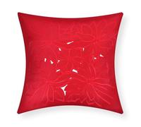 Housses de Coussin - AVIZAR - 40x40 cm - Brodée Florale - Rouge - Tissu Synthétique