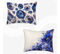 Housses de Coussin Bleu Coussin Exterieur Impermeable Abstrait Decoration Salon, Lin Taie d'oreiller avec Surface Hydrofugfe, Canapé, Chambre, Jardin, Banquette Decoration 30x50 Lot de 2 -SW260351K