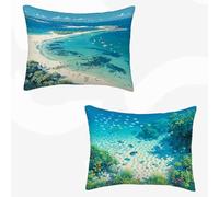 Housses de Coussin Bleu Moderne Coussin Canape 70x90cm Lot de 2, Cushion Covers Doux, Impression Recto Verso HD avec Fermeture éClair Invisible, Decoration Maison pour Canapé, Jardin -SW26037K