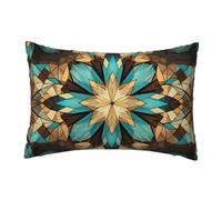 Housses de Coussin Café, Lot de 2 Housse Coussin 50x80 cm en Velours Doux, Housse de Coussin Fleurs Géométriques Taie D'Oreiller Avec Fermeture Éclair Invisible Décoratifs pour Salon Chambre -TER507