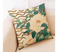 Housses De Coussin Camélia Frais Fermeture Éclair Cachée, Impression Numérique Vive & Résistante Aux Fronces - Déhoussables Décoratifs pour Canapé, Lit, Bureau 45X45 Cm