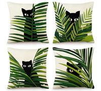 Housses De Coussin Chaton Noir Fermeture Éclair Cachée, Impression Numérique Vive & Résistante Aux Fronces - Déhoussables Décoratifs pour Canapé, Lit, Bureau 60X60 Cm