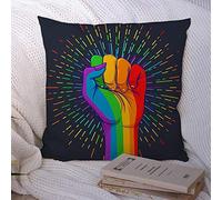 Housses de Coussin comme Arc-en-Ciel coloré homosexuel Main Style Poing vers Le Haut Mars fierté Signes Gay émeute Symboles Femme Polyester Jeter taie d'oreiller Housse de Coussin pour canapé canapé