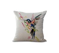 Housses de coussin Coussinets /45cmx45 cm coloré d'encre Peinture Style Fleurs et oiseaux Série Gris beige Bleu Coton coussin en lin pour canapé My-a1107-01