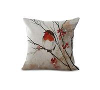 Housses de Coussin Coussinets /45cmx45 cm coloré d'encre Peinture Style Fleurs et Oiseaux Série Gris Beige Bleu Coton Coussin en Lin pour canapé My-a1107-01
