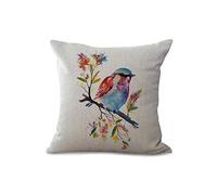 Housses de coussin Coussinets /45cmx45 cm coloré d'encre Peinture Style Fleurs et oiseaux Série Gris beige Bleu Coton coussin en lin pour canapé My-a1107-01