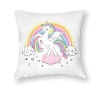 Housses de coussin de 35 x 35 cm, belle licorne arc-en-ciel nuage, coussins de chaise, coussins de canapé, taies d'oreiller de lit, coussins