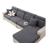 Housses de Coussin de canapé, Housses de Protection de Meubles lavables | Housses de coussin de canapé imperméables, housse de canapé de chaise longue en forme de L(Gray,Quadruple seat)