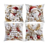 Housses de Coussin de Noël 45x45 cm - Ensemble d'hiver 4 pièces, Housses décoratives Douces pour l'ameublement de la Maison, Design de Noël élégant et Cosy | Idéal pour Salon Lit Vacances à la Ferme S