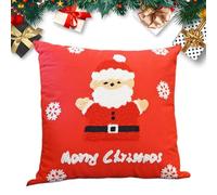 Housses de coussin de Noël, housses de coussin de Noël, housses de coussin Père Noël rouges et blanches pour vacances, housses de coussin décoratives brodées en peluche