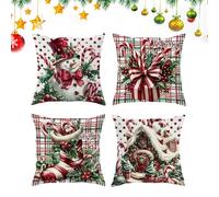Housses de Coussin de Noël,taie d'oreiller de Noël - Ensemble de 4 taies d'oreiller de Dessin animé d'hiver,Taie d'oreiller de Dessin animé d'hiver imprimé sur Un Seul côté, Housses de Coussin de