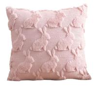 Housses de coussin de Pâques - Oreilles de lapins - Peluche douce - Imitation fourrure - Jacquard - Pour chambre à coucher, canapé, vacances