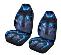 Housses de coussin de siège de voiture antidérapantes extensibles avec imprimés de loups 3D et coussin en éponge pour le confort des berlines 1 paire de housses de siège imprimées en pleine résolution