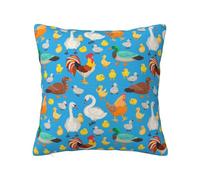 Housses de Coussin décoratives à Motif de volaille, coqs, Poules, cygnes et Canards, 55 x 55 cm, avec Fermeture éclair, Double Face, en Peluche, pour canapé, Salon