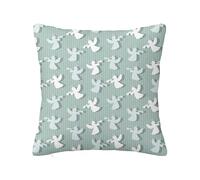 Housses de Coussin décoratives Angel Decor, Anges de Noël à Rayures, Housses de Coussin Double Face en Peluche Douce pour Coussins de canapé, Salon, décoration d'intérieur, Vert et Blanc, 45,7 x 45,7