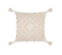 Housses de coussin décoratives bohèmes à franges et pompons, housses tissées géométriques capitonnées d'inspiration marocaine for la décoration intérieure, taies d'oreiller douces chaudes(B-45 X 45cm)