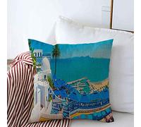 Housses de Coussin décoratives Case Sidi Port BOU Terrace Said Afrika Scenic Tourists is Yacht Village Situé Landmarks Tavern Travel Square Cushion Pillows Covers Sofa Bench Couch 18x18 inch