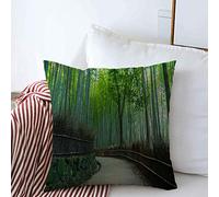 Housses de Coussin décoratives Coque Bambou Croissance forêt Jardin Naturel Arashiyama Kyoto Dense Japon Parcs naturels Destination extérieur Coussin carré oreillers Housses canapé Banc canapé 18 x