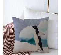 Housses de Coussin décoratives Coque Bec Funny Excitation Adelie Polar Penguin Running Waddling on Animals in Wildlife Nature Outdoors Square Cushion Pillows Covers Sofa Bench Couch 18x18 inch