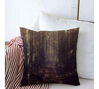 Housses de Coussin décoratives Coque Mystical Dark Forest Paysage Magical Glow Pins Arbre Nature Sauvage Paysage moussu Textures Arbres Coussin carré Housses de Coussin Canapé Banc Canapé 45,7 x 45,