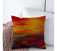 Housses de Coussin décoratives Coque Originale à l'huile Bleue Peinture Moderne Papaver Rose Poppy Sky Brush Wildflower Sunlight Meadows Abstract Square Cushion Pillows Covers Sofa Bench Couch 18x18