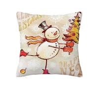 Housses de Coussin décoratives de Noël, Motif Patinage Joyeux Noël, Housses de Coussin Double Face en Peluche Douce pour canapé, Salon, décoration d'intérieur, Blanc 50,8 x 50,8 cm